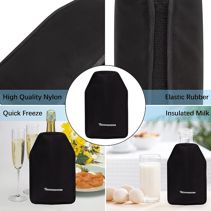 Wine Cooler Sleeve, Wine Bottle Gel Cooler Sleeve Freezer Chiller, Long Lasting Keep Wine Cool and Chill Sleeve for Prosecco Champagne Beer Wine Bottles