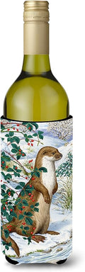 Caroline's Treasures ASA2047LITERK Otter Wine Bottle Hugger Bottle Cooler Sleeve Hugger Machine Washable Collapsible Insulator Beverage Insulated Holder