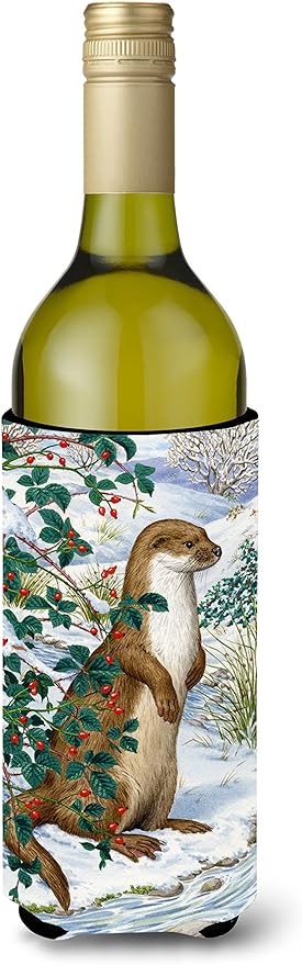 Caroline's Treasures ASA2047LITERK Otter Wine Bottle Hugger Bottle Cooler Sleeve Hugger Machine Washable Collapsible Insulator Beverage Insulated Holder