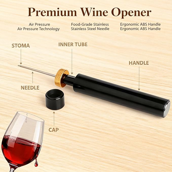 Aeropop Wine Opener, Loritia Arropop Wine Opener, Aero Pop Wines Openers, Needle Type Wines Bottle Openers, Travel Portable Pocket Air Pressure Pump Bottle Open (Golden+Red)