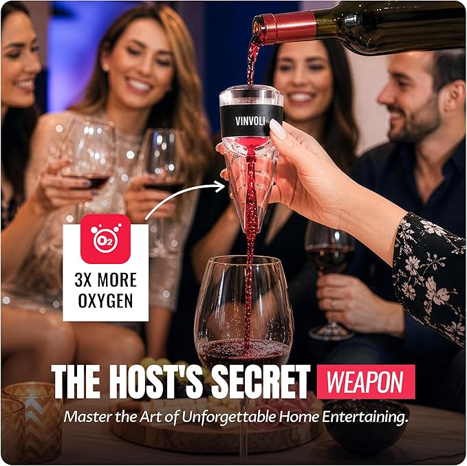 Vinvoli Wine Aerator - Deluxe 2026 Aerator Decanter with Unique Superior Three-Stage Aeration, Sediment Filter, No-Drip Stand - Quality and Convenience for Lovers and Sommeliers