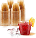 Stock Your Home 9oz Gold Glitter Plastic Cups (100 Pack), Elegant Party Cups for Birthday Parties, Weddings, and Holidays, Fancy Disposable Cocktail Glasses, Clear and Gold, Bulk Wine and Mimosa Cups