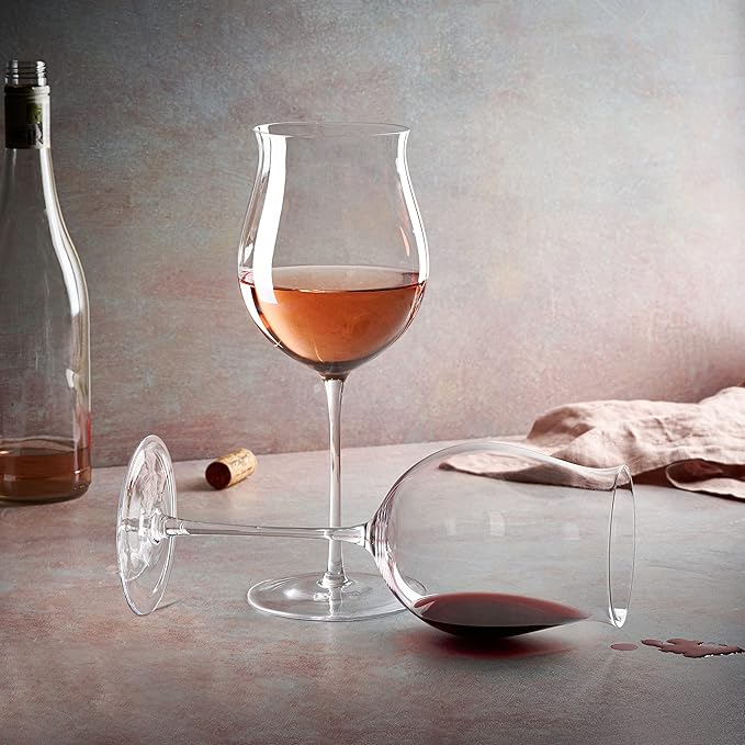 Bella Vino Extra Large Crystal Wine Glasses with Stem - Elegant Wide Rim Stemware Giant Red Patented Stemmed Long for Unique Modern Glass Gifts, Set of 2-32oz., (bv2004)