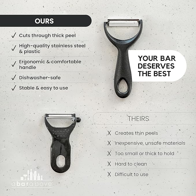 A Bar Above Gold Citrus Peeler, Stainless Steel Fruit Peeler for Garnishes and Cocktail Twists, Comfortable Grip Peeling Tool for Oranges, Lemons, Limes, Bartender Accessory, Kitchen Essentials, Gold