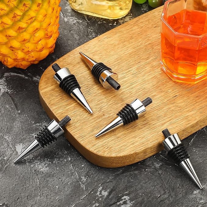 Honeydak 8 Pieces Metal Bottle Stopper Blank Stainless Steel Wine Bottle Stopper Kit Reusable Wine Saver Corks Hardware for Wedding Party Bar Turning