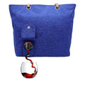 PortoVino City Tote Bag - Canvas Wine Purse with Hidden Spout and Dispenser Flask for Wine Lovers that Holds and Pours 2 bottles of Wine! For Traveling, Concerts, Bachelorette Party - Royal Blue