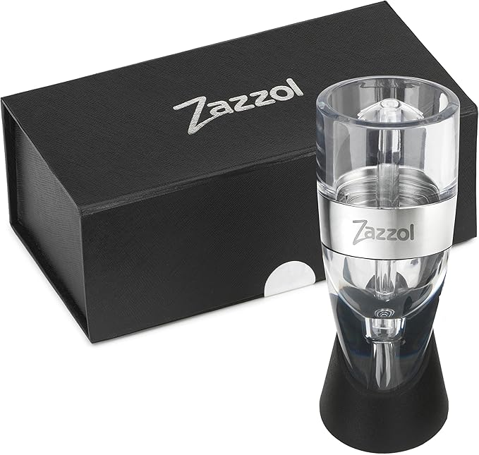 Zazzol Wine Aerator Decanter - Multi Stage Design with Gift Box - Recommended by Business Insider Luxury Aluminum Ring