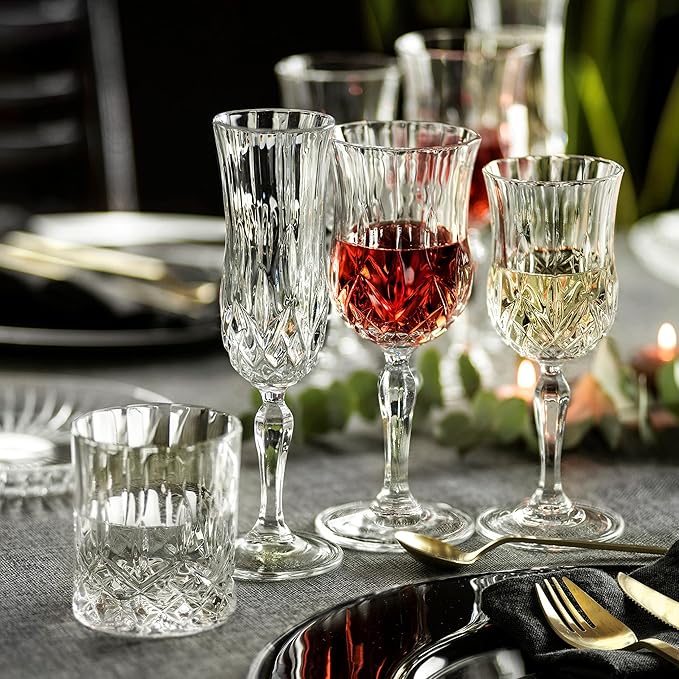 Barski Wine Glass - Goblet - Red Wine - White Wine - Water Glass - Stemmed Glasses - Set of 6 Goblets - Crystal like Glass - 7.75 oz. Beautifully - Cut Crystal - Designed Made in Europe