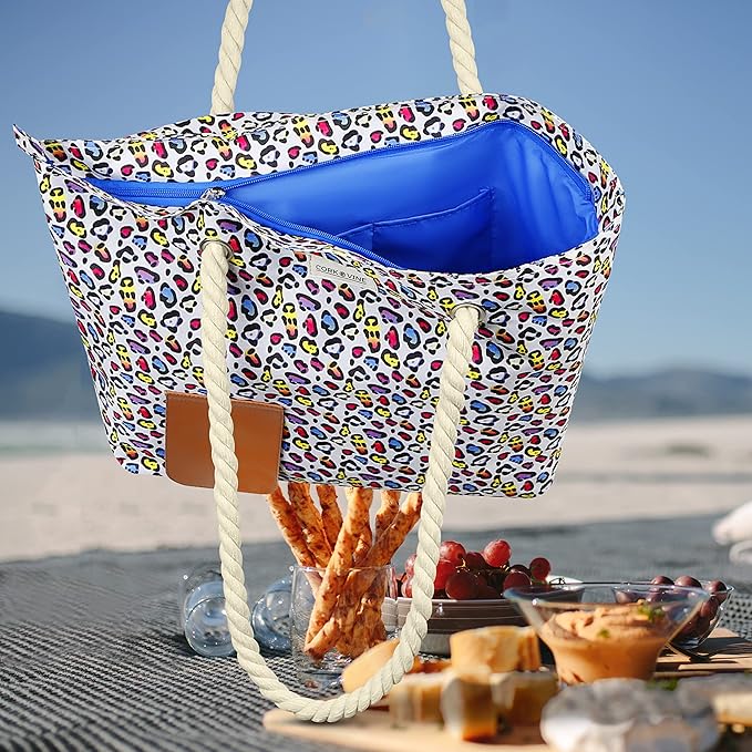 CORK & VINE Wine Tote Bag, Insulated Leakproof Wine Cooler Bag with Nautical Rope Strap | 3x 1.5 Liters Beverage Bag Included