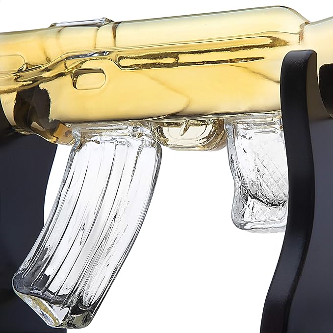 Godinger Gifts for Dad, Whiskey Gifts for Men, Whiskey Decanter Rifle with 2 Whiskey Glasses, Whiskey Decanter Set for Liquor, Scotch, Bourbon Vodka, Gifts for Men Clear