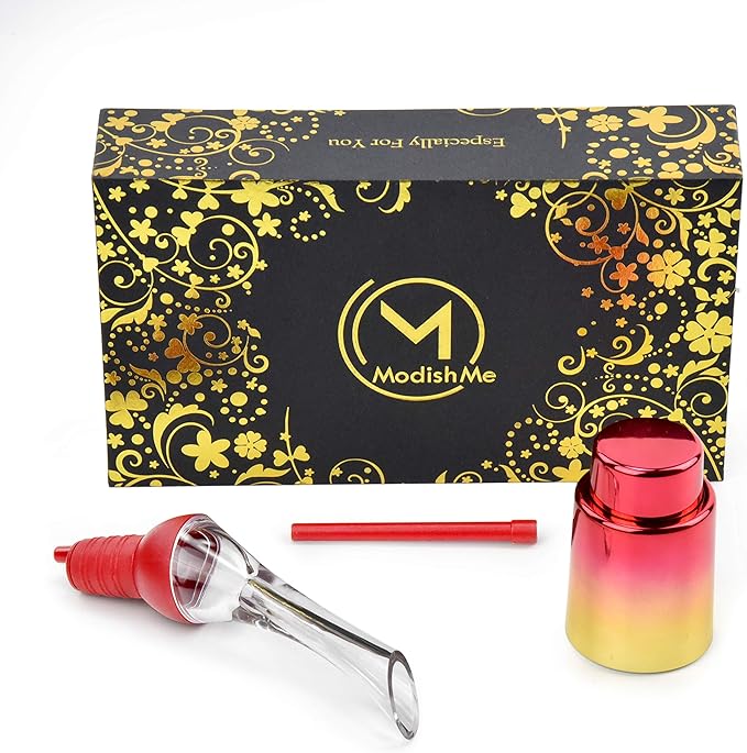 Wine Aerator Pourer and Decanter Spout | Vacuum Wine Stopper | Gift Sets for Friends and Co-workers