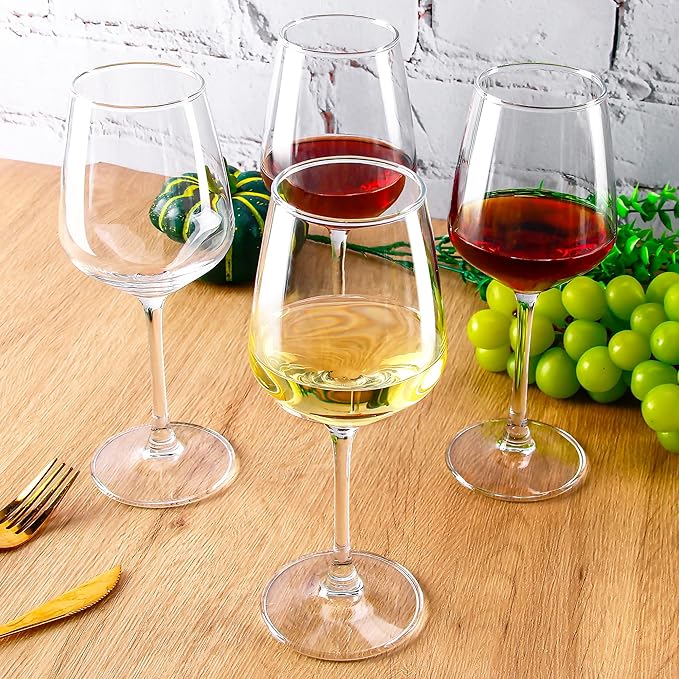 Wine Glasses set of 8, 12 oz Durable Red White Wine Glasses for Wedding, Party, Dishwasher Safe