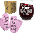 FUNNY WINE GLASSES + WINE SOCKS -16 oz Unbreakable Stemless Wine Glass With Sayings & Fuzzy Girl Socks “If You Can Read This, Bring Me Some Wine"