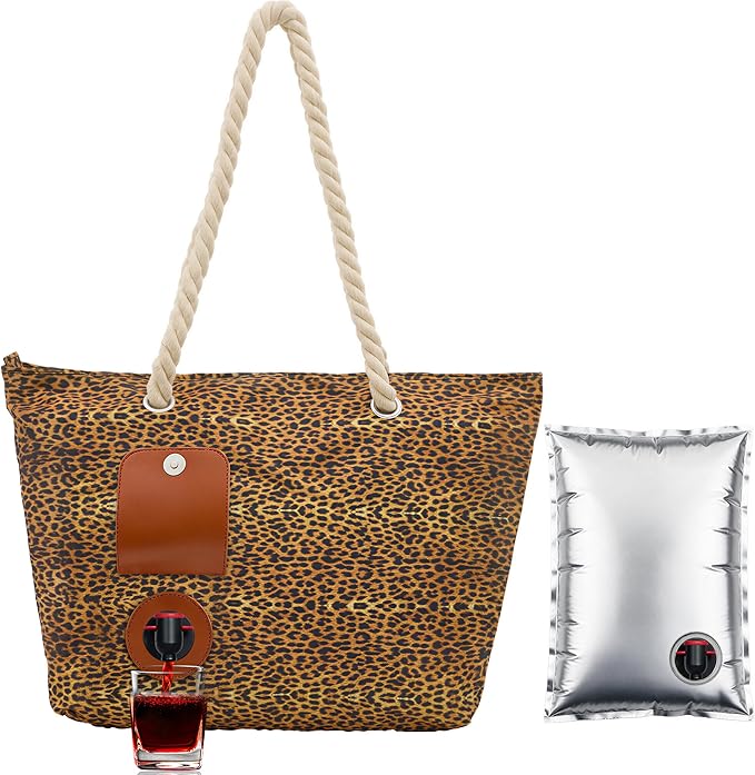 CORK & VINE Wine Tote Bag, Insulated Leakproof Wine Cooler Bag with Nautical Rope Strap | 3x 1.5 Liters Beverage Bag Included