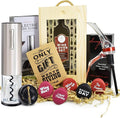 Wine Gifts Set – Wine Accessories Set w/Wooden Box- Wine Gift Set includes Rechargeable Wine Opener Set, Wine Aerator, Wine Stoppers & Pairing Guide- Wine Basket Gift - Valentine's Day Gifts for Women
