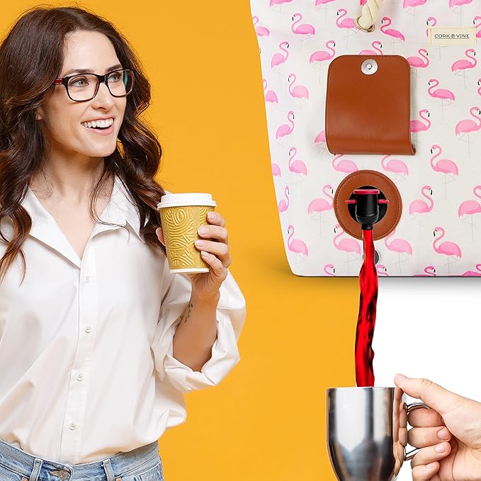 CORK & VINE Wine Tote Bag, Insulated Leakproof Wine Cooler Bag with Nautical Rope Strap | 3x 1.5 Liters Beverage Bag Included