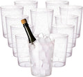 Tiawudi 12 Pack Plastic Ice Bucket For Parties, Rose Gold Glitter Clear Wine Cooler for Wedding, Good as One Large Champagne Chiller Or Classic Wine Bottle Chiller