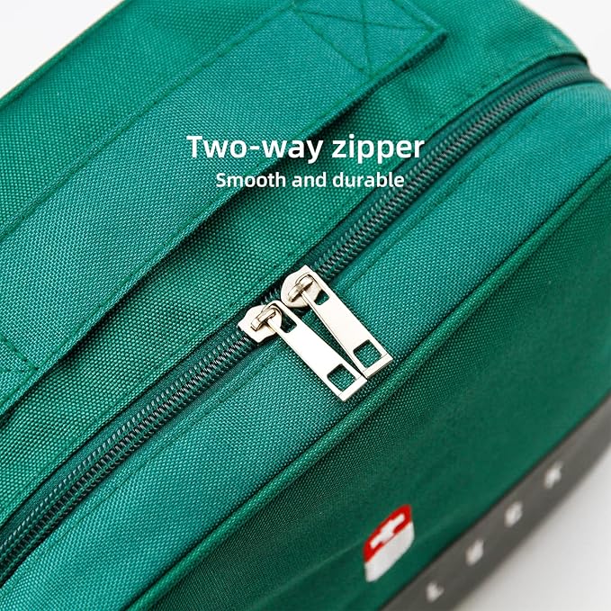 TOPASION Empty First Aid Bags, Travel Medicine Bag, Medical Supplies Organizer Bag, Portable Kit for Traveling, Car, Home, Camping, Office, Hiking, Outdoor (Oxford Green)