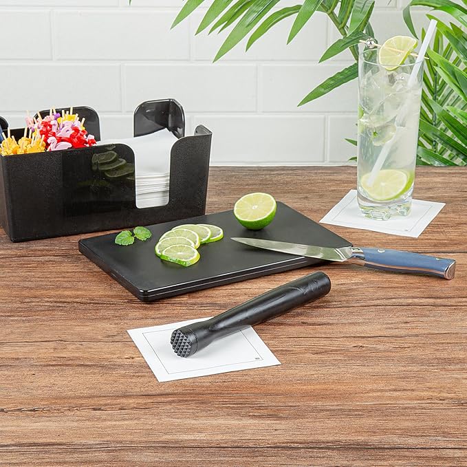Restaurantware-Bar Lux 8.3 x 1 x 1 Inch Cocktail Muddler, 1 Tenderizer Bartender Muddler - Netted Head, Durable, Black Plastic Muddler For Drinks, For Mashing Or Mixing, For Cocktails