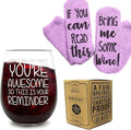 FUNNY WINE GLASSES + WINE SOCKS -16 oz Unbreakable Stemless Wine Glass With Sayings & Fuzzy Girl Socks “If You Can Read This, Bring Me Some Wine"